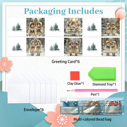 6PCS DIY Diamond Art Greeting Cards Christmas Girls Congratulations Cards Gift