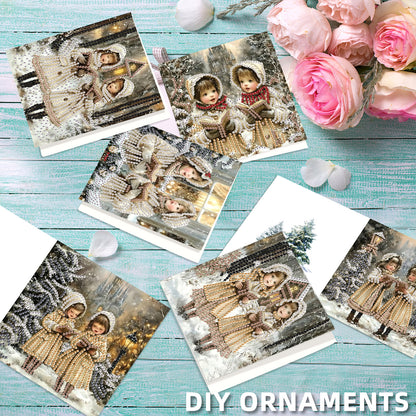 6PCS DIY Diamond Art Greeting Cards Christmas Girls Congratulations Cards Gift