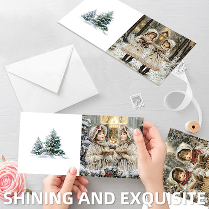 6PCS DIY Diamond Art Greeting Cards Christmas Girls Congratulations Cards Gift