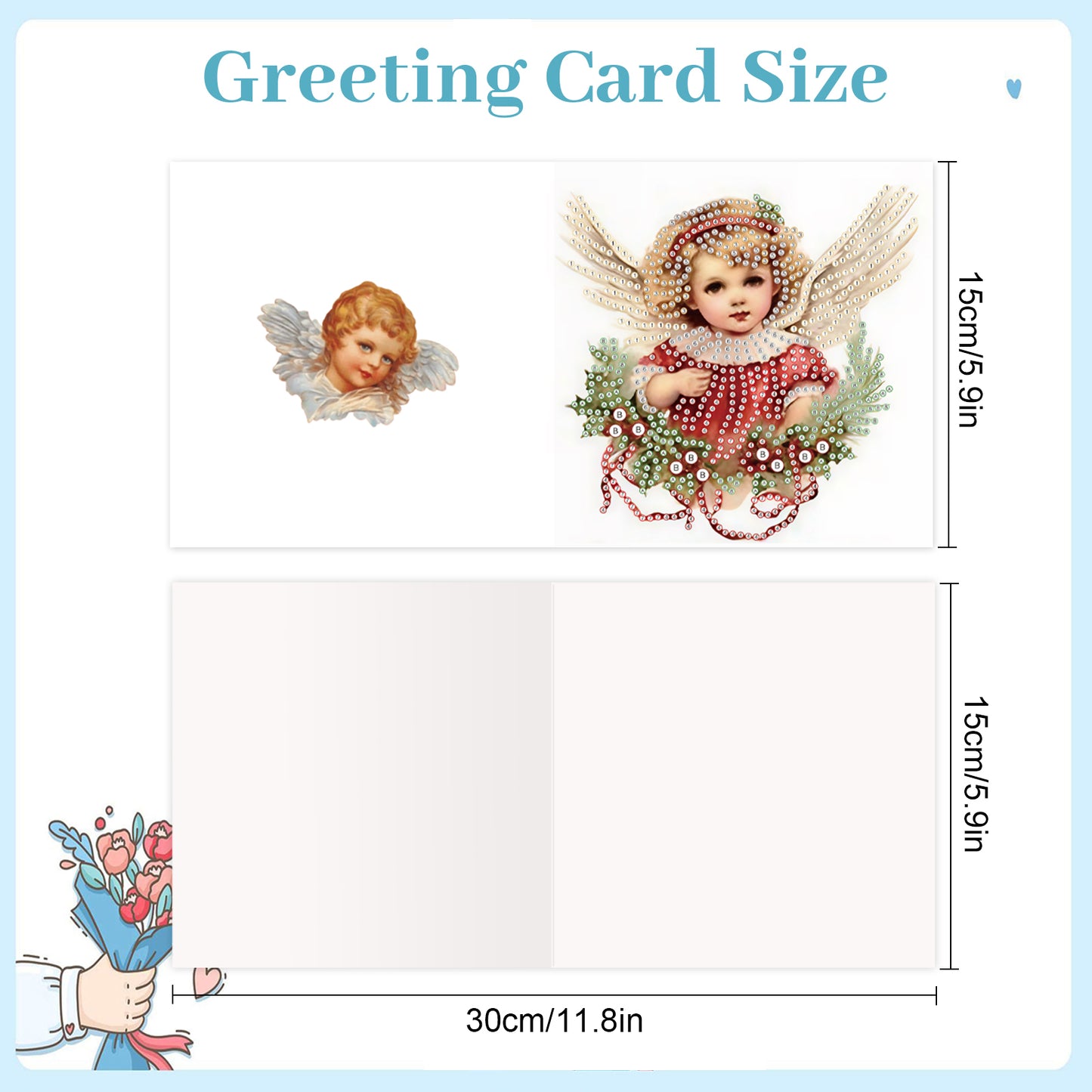 6PCS DIY Diamond Art Greeting Cards Christmas Angel Congratulations Cards Gift