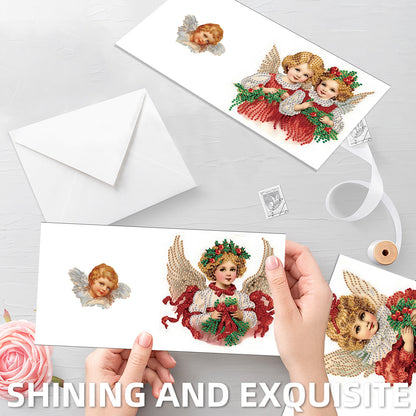 6PCS DIY Diamond Art Greeting Cards Christmas Angel Congratulations Cards Gift