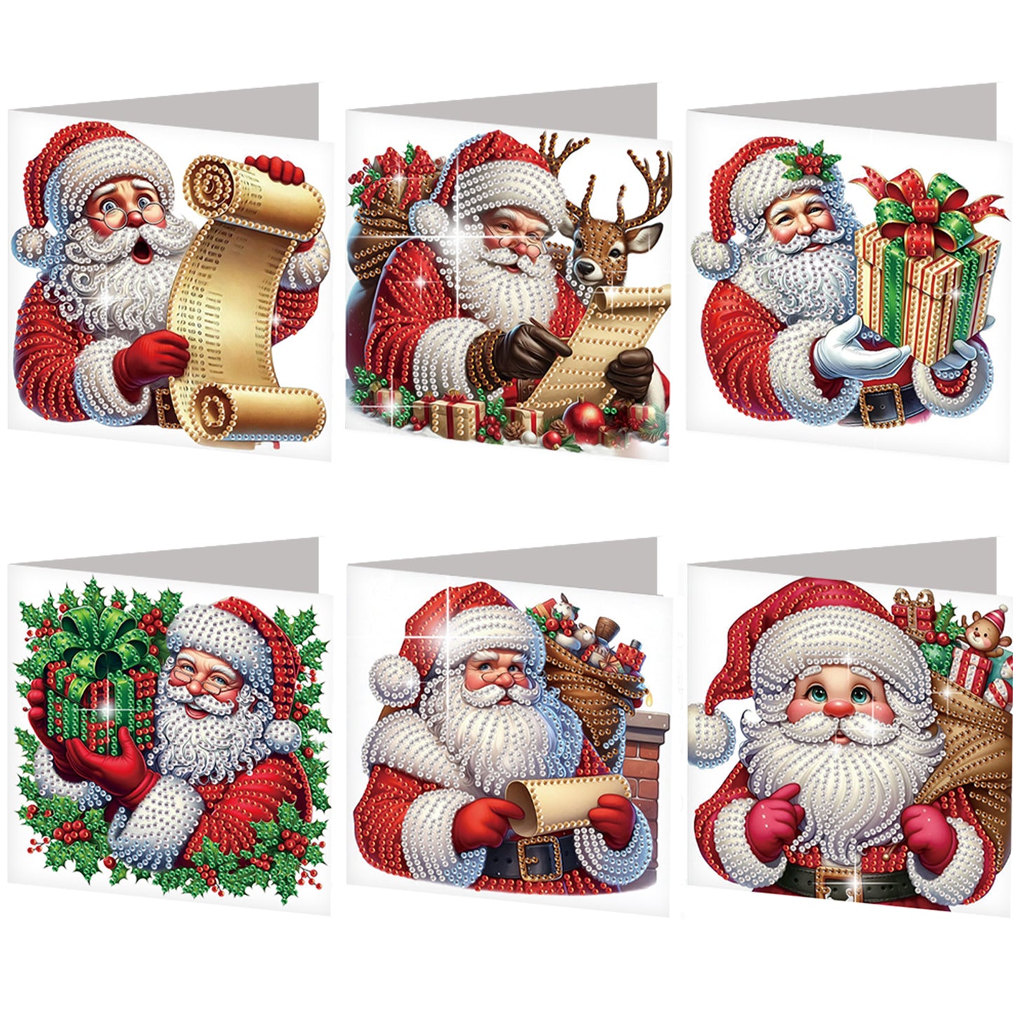 6PCS DIY Diamond Art Greeting Cards Santa Claus Congratulations Cards Gift
