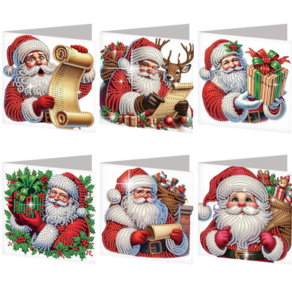 6PCS DIY Diamond Art Greeting Cards Santa Claus Congratulations Cards Gift