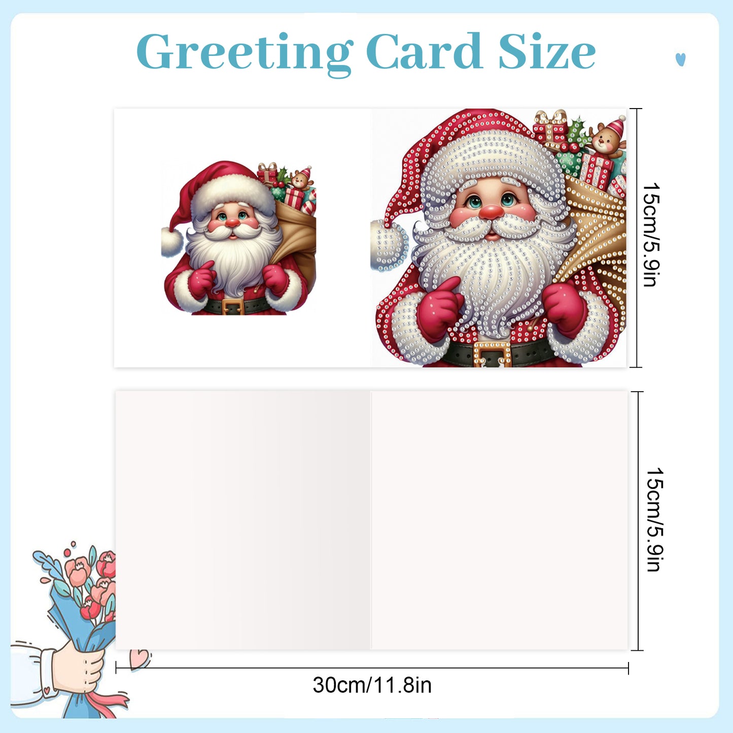 6PCS DIY Diamond Art Greeting Cards Santa Claus Congratulations Cards Gift