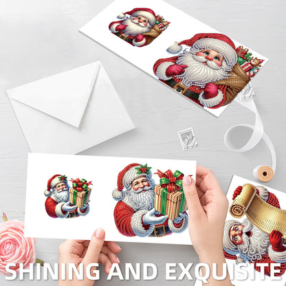 6PCS DIY Diamond Art Greeting Cards Santa Claus Congratulations Cards Gift