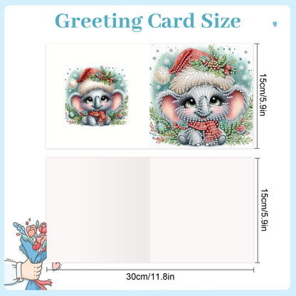 6PCS DIY Diamond Art Greeting Cards Christmas Animal Congratulations Cards Gift