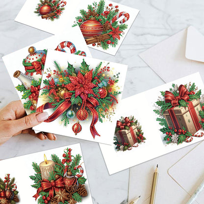 6PCS DIY Diamond Art Greeting Cards Xmas Atmosphere Congratulations Cards Gift