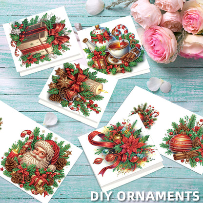 6PCS DIY Diamond Art Greeting Cards Xmas Atmosphere Congratulations Cards Gift