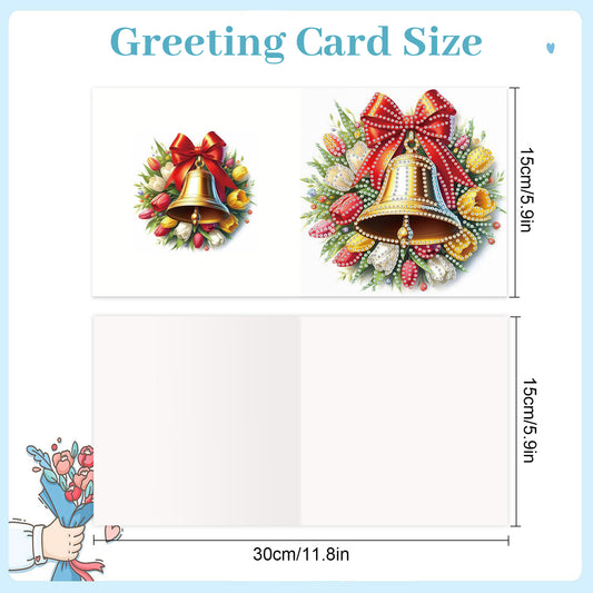 6PCS DIY Diamond Art Greeting Cards Christmas Bell Congratulations Cards Gift