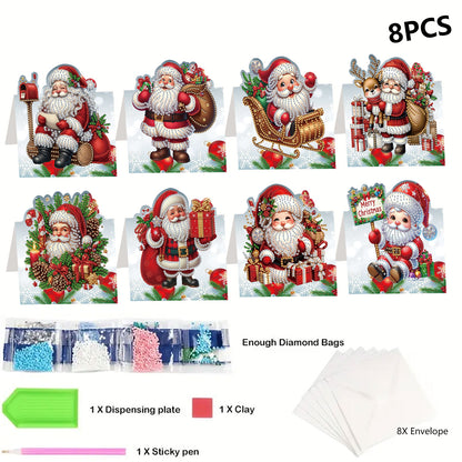 8PCS DIY Diamond Art Greeting Cards Congratulations Cards   Gifts (Christmas)