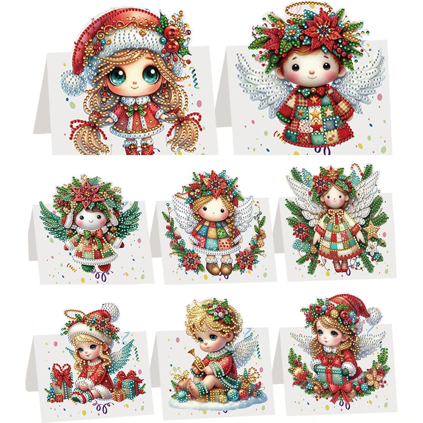 8PCS DIY Diamond Art Greeting Cards Congratulations Cards   Gifts (Christmas)