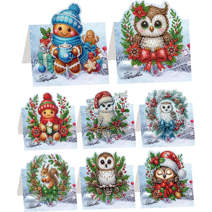 8PCS DIY Diamond Art Greeting Cards Xmas Congratulations Cards   Gifts (Owl)