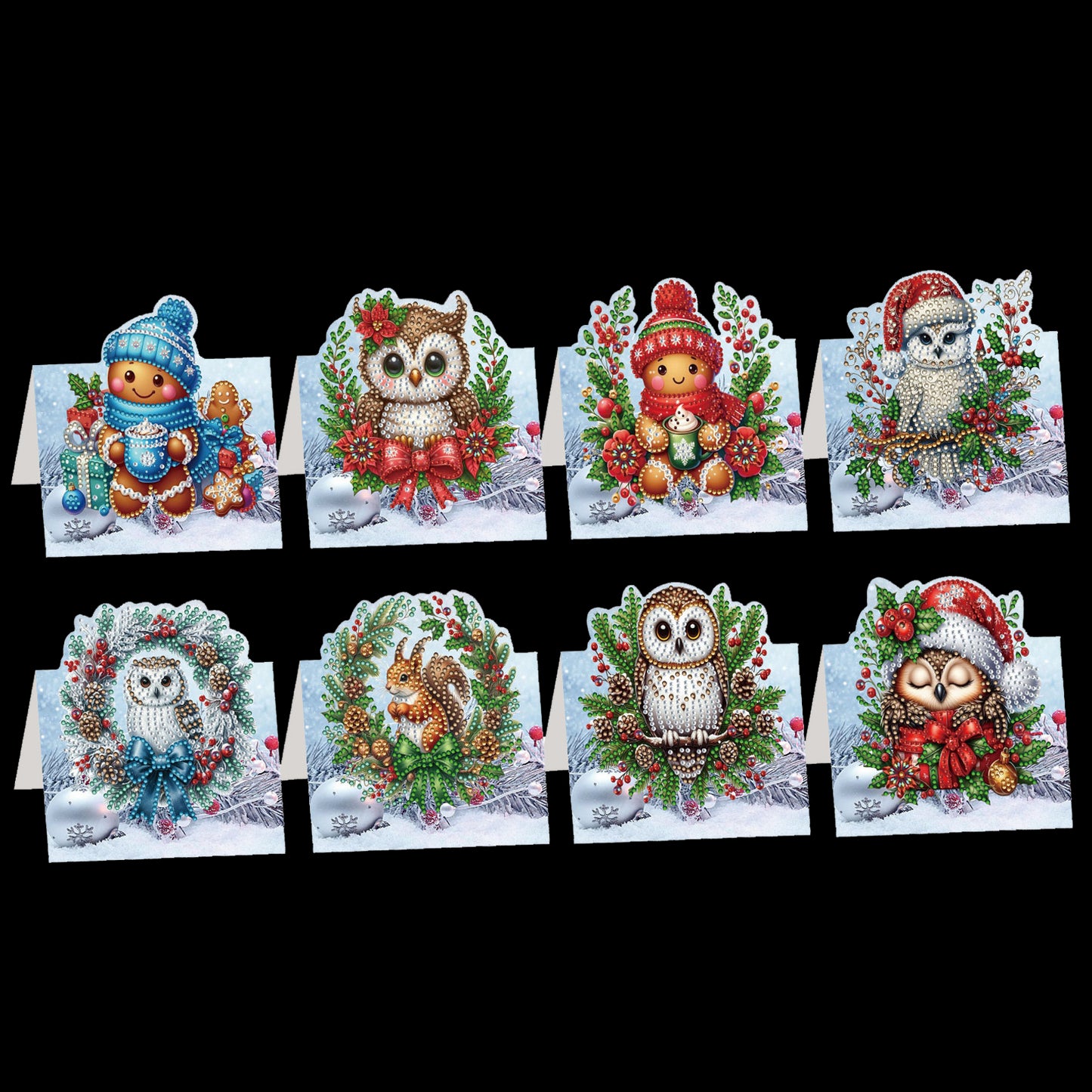 8PCS DIY Diamond Art Greeting Cards Xmas Congratulations Cards   Gifts (Owl)
