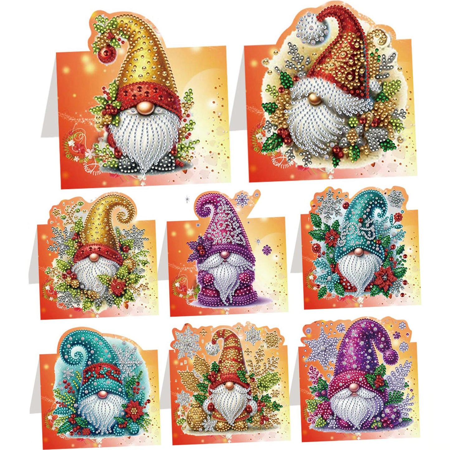 8PCS DIY Diamond Art Greeting Cards Xmas Congratulations Cards   Gifts (Gnome)