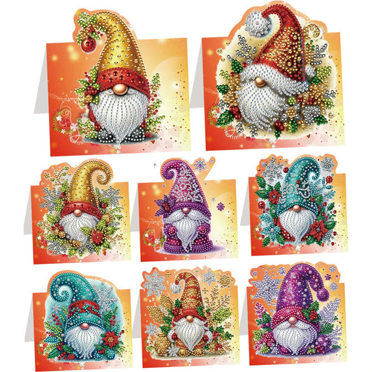 8PCS DIY Diamond Art Greeting Cards Xmas Congratulations Cards   Gifts (Gnome)