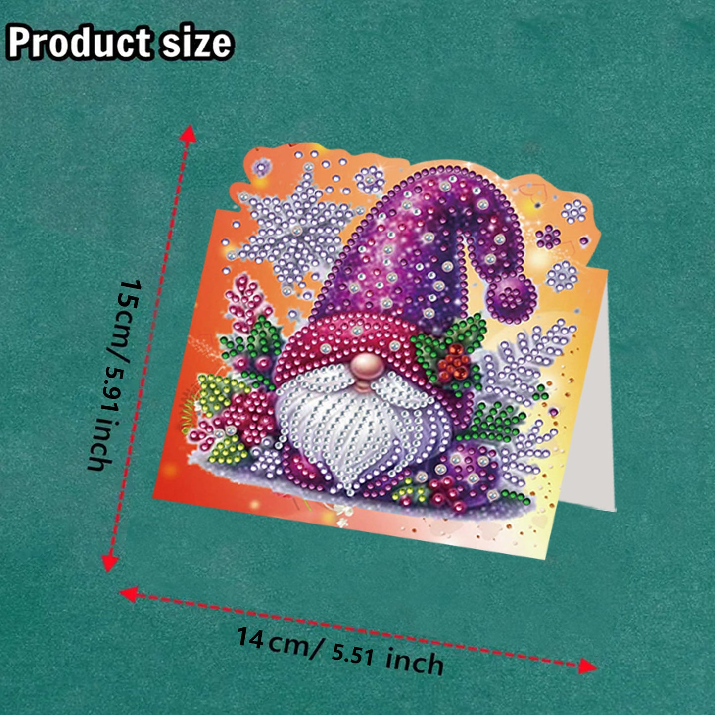 8PCS DIY Diamond Art Greeting Cards Xmas Congratulations Cards   Gifts (Gnome)