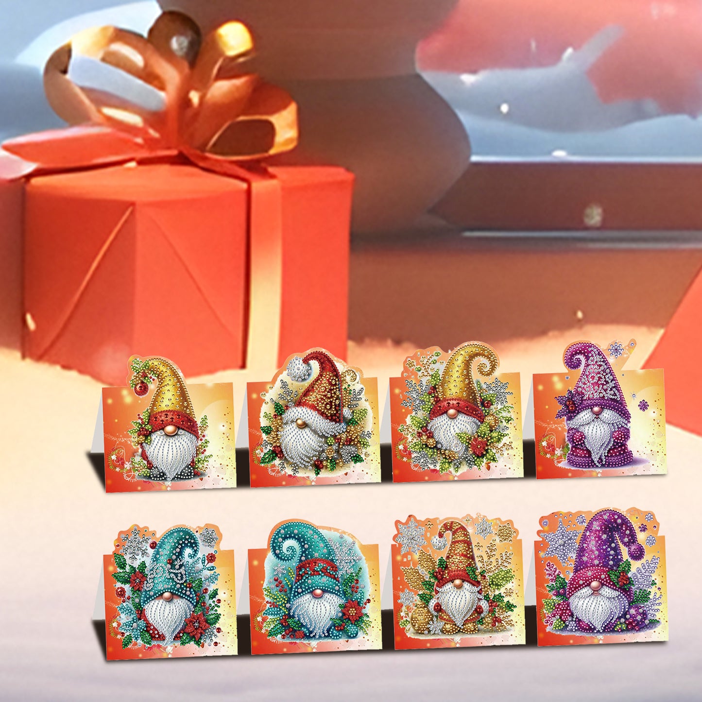 8PCS DIY Diamond Art Greeting Cards Xmas Congratulations Cards   Gifts (Gnome)