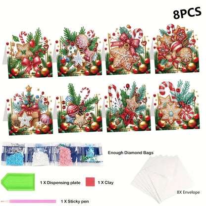 8PCS DIY Diamond Art Greeting Cards Congratulations Cards   Gifts (Christmas)