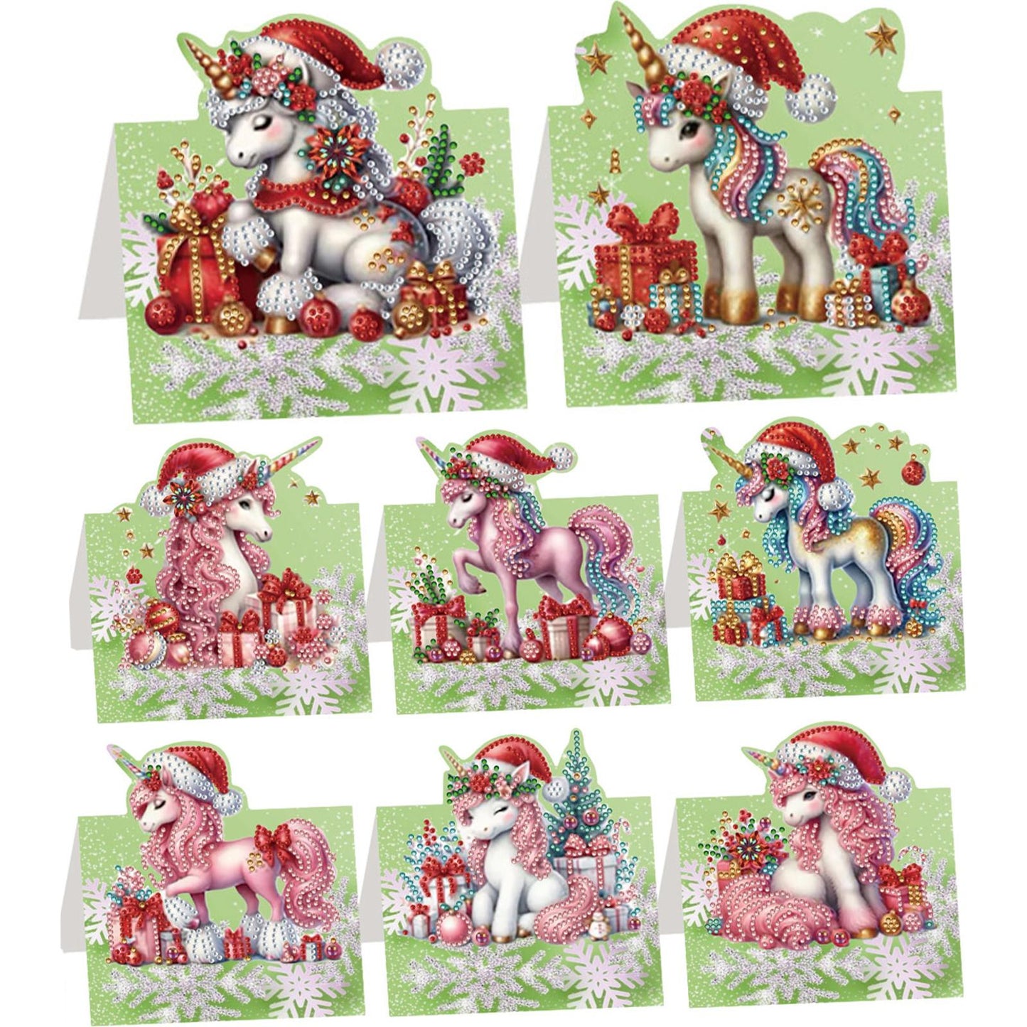 8PCS DIY Diamond Art Greeting Cards Xmas Congratulations Cards   Gifts (Unicorn)