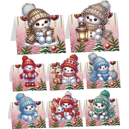 8PCS DIY Diamond Art Greeting Cards Xmas Congratulations Cards   Gifts (Snowman)
