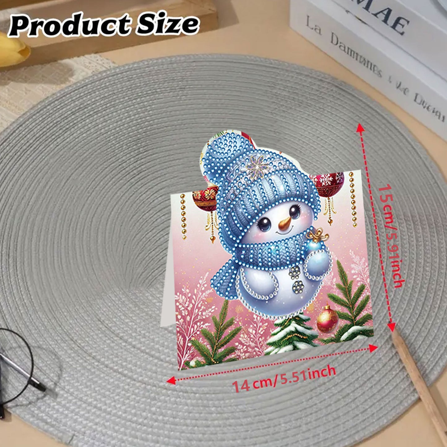 8PCS DIY Diamond Art Greeting Cards Xmas Congratulations Cards   Gifts (Snowman)