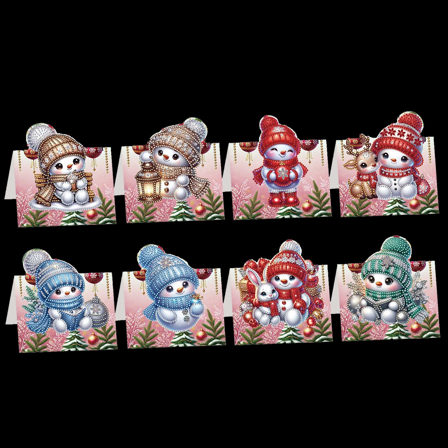 8PCS DIY Diamond Art Greeting Cards Xmas Congratulations Cards   Gifts (Snowman)