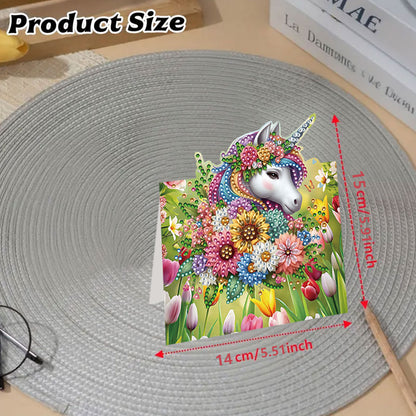 8PCS DIY Diamond Art Greeting Cards Xmas Congratulations Cards   Gifts (Flower)