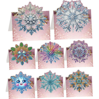 8PCS DIY Diamond Art Greeting Cards Congratulations Cards   Gifts (Snowflake)