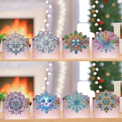 8PCS DIY Diamond Art Greeting Cards Congratulations Cards   Gifts (Snowflake)