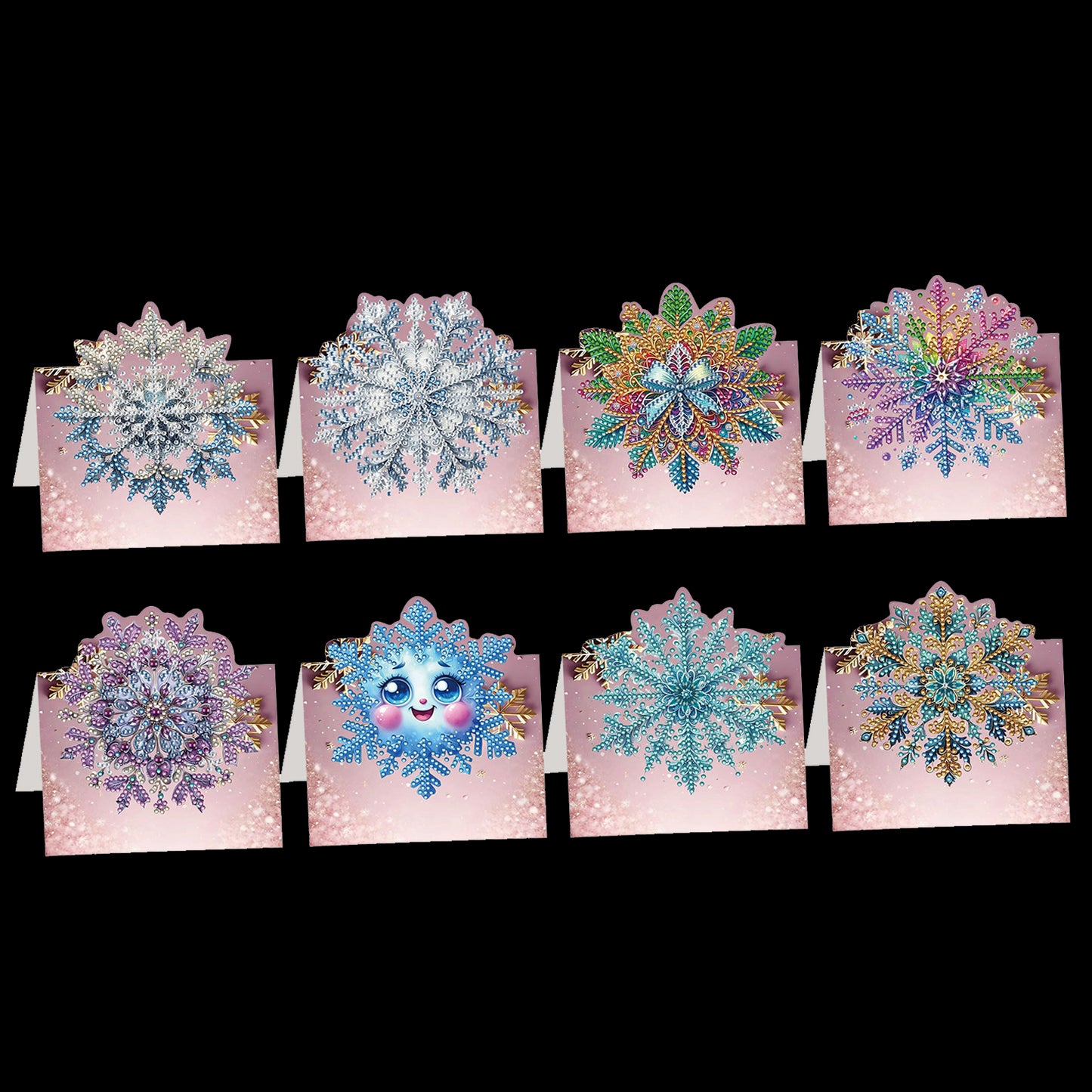 8PCS DIY Diamond Art Greeting Cards Congratulations Cards   Gifts (Snowflake)