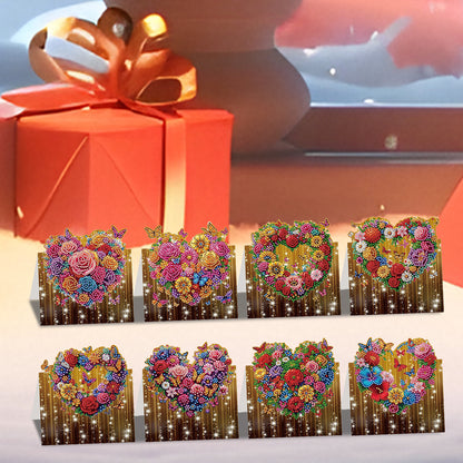 8PCS DIY Diamond Art Greeting Cards Xmas Congratulations Cards   Gifts (Heart)