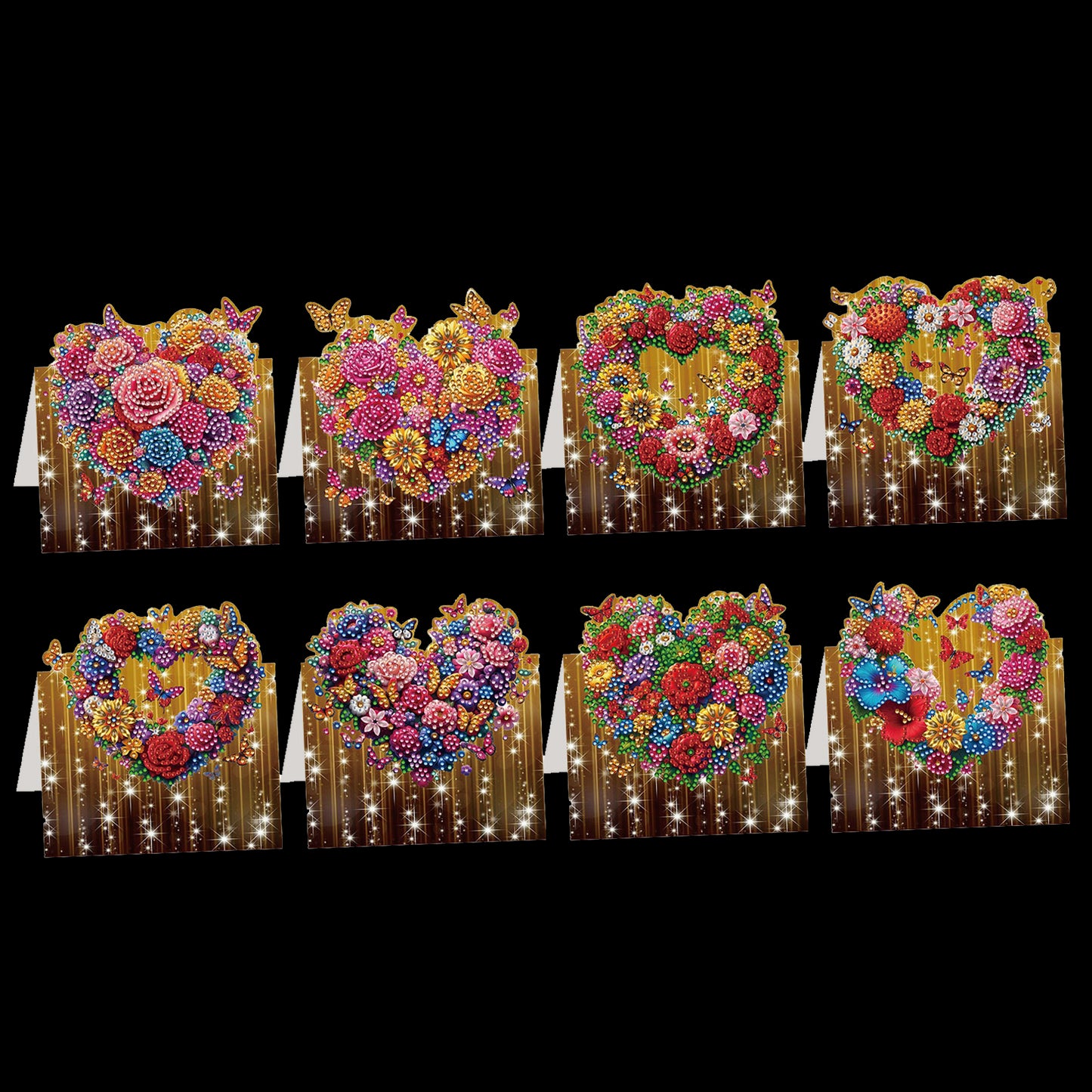 8PCS DIY Diamond Art Greeting Cards Xmas Congratulations Cards   Gifts (Heart)