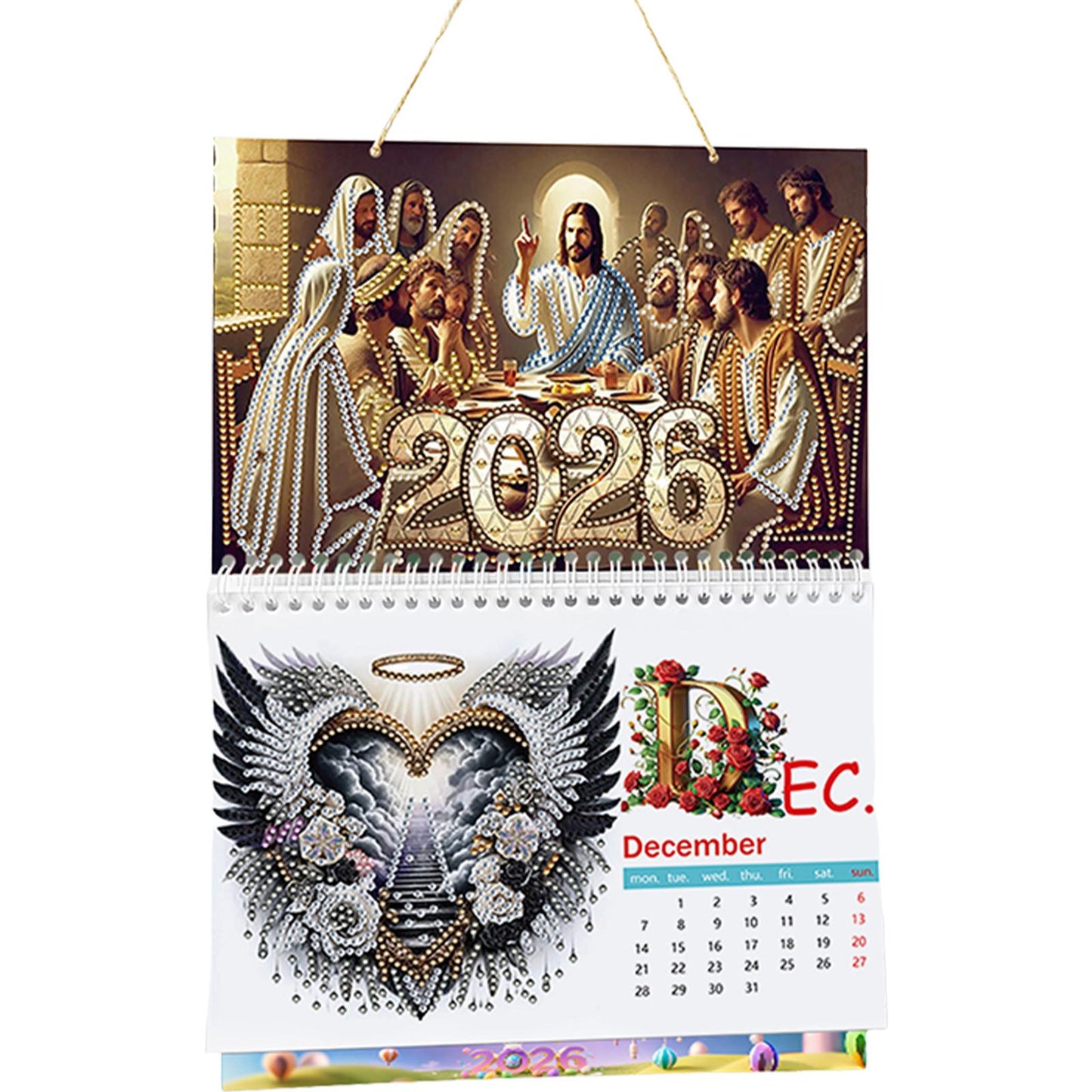 2026 Jesus DIY Diamond Dots Painting Kit Diamond Art Home Paper Desk Calendar
