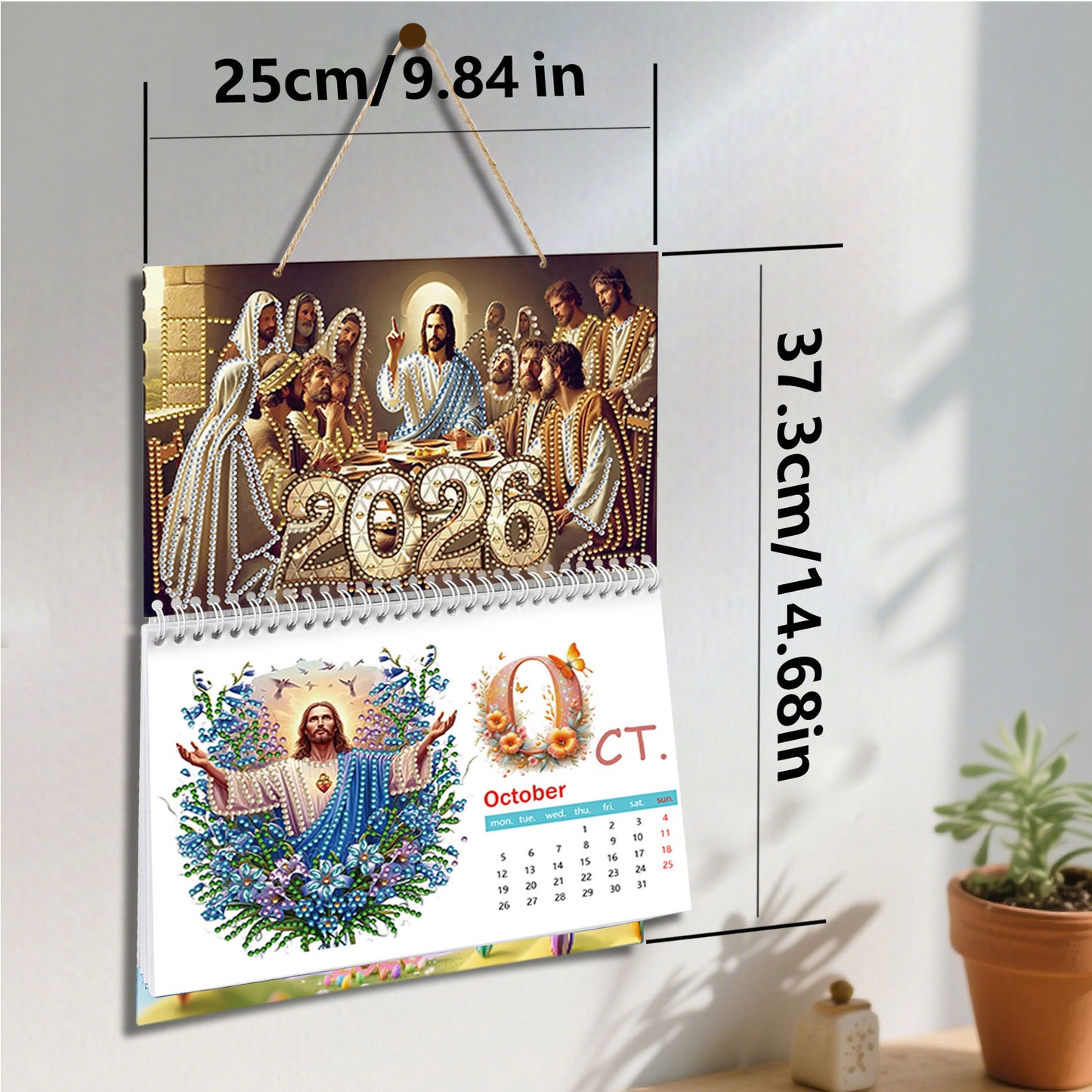 2026 Jesus DIY Diamond Dots Painting Kit Diamond Art Home Paper Desk Calendar