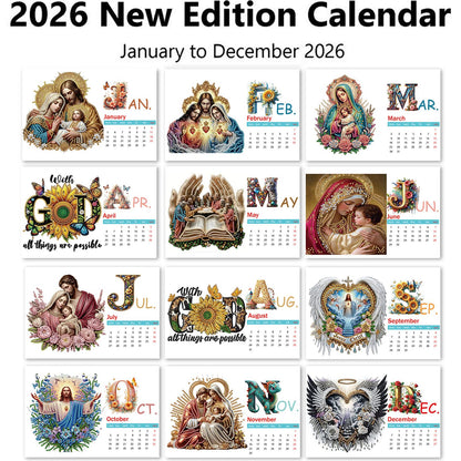 2026 Jesus DIY Diamond Dots Painting Kit Diamond Art Home Paper Desk Calendar