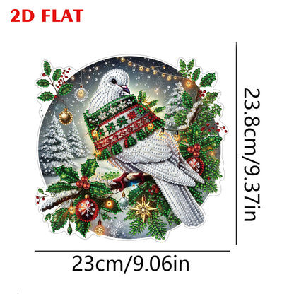2D Flat DIY Hanging Diamond Art Kits Rhinestone Window Pendants (Christmas Dove)