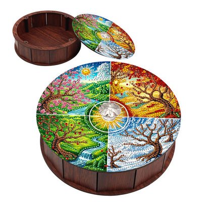 5D DIY Diamond Painting Handmade Storage Box Wood Storage Case (Four Seasons)
