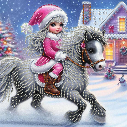 Little Girl In Snow Scene - Special Shaped Drill Diamond Painting 30*30CM