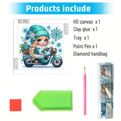 Little Girl In Snow Scene - Special Shaped Drill Diamond Painting 30*30CM