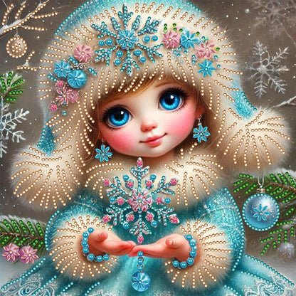 Little Girl In Snow Scene - Special Shaped Drill Diamond Painting 30*30CM