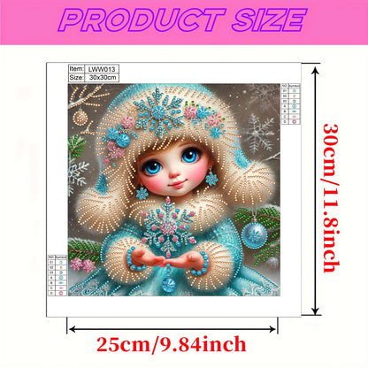 Little Girl In Snow Scene - Special Shaped Drill Diamond Painting 30*30CM