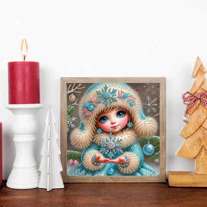 Little Girl In Snow Scene - Special Shaped Drill Diamond Painting 30*30CM