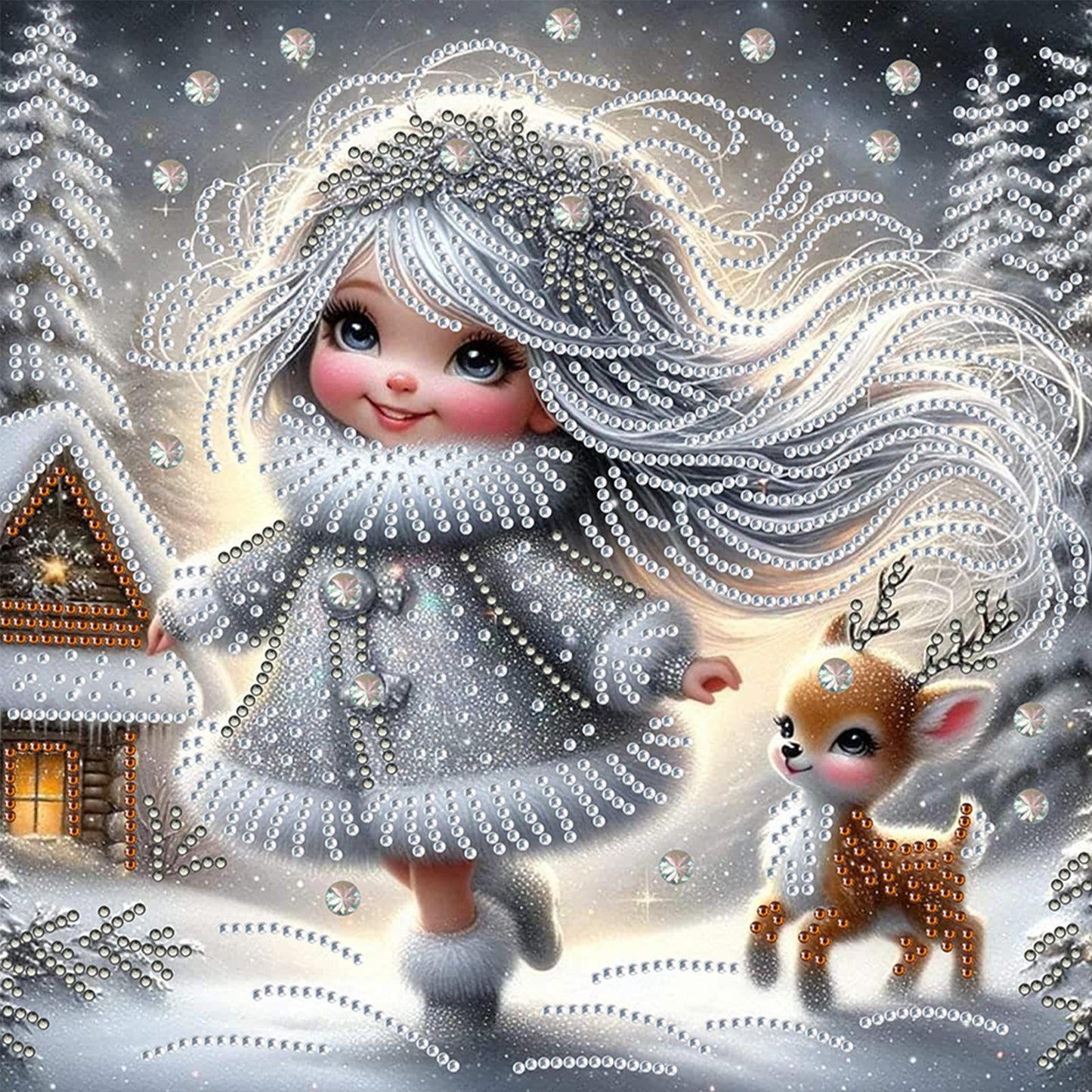 Little Girl In Snow Scene - Special Shaped Drill Diamond Painting 30*30CM