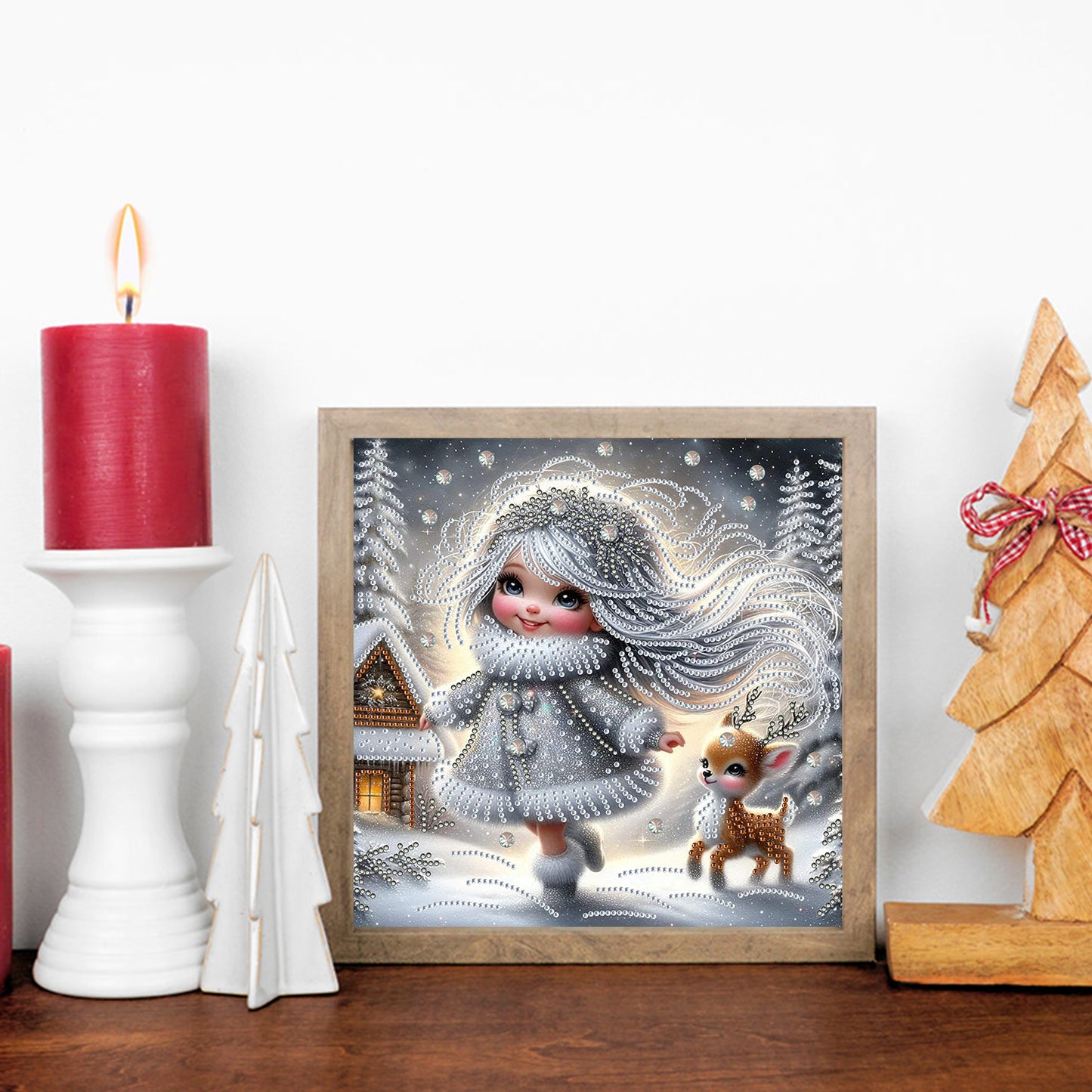 Little Girl In Snow Scene - Special Shaped Drill Diamond Painting 30*30CM