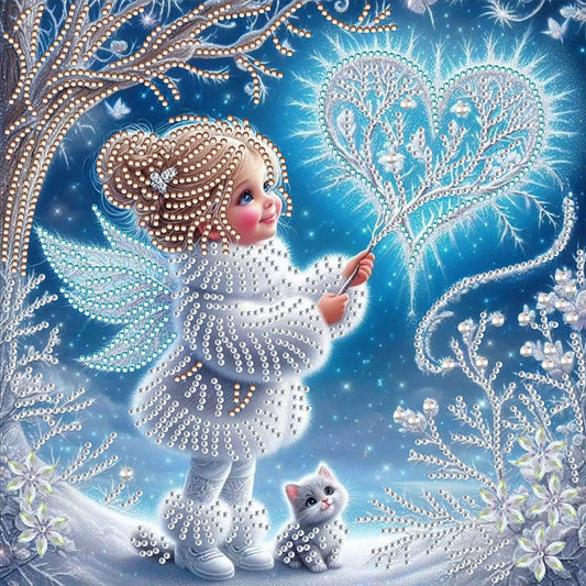 Little Girl In Snow Scene - Special Shaped Drill Diamond Painting 30*30CM
