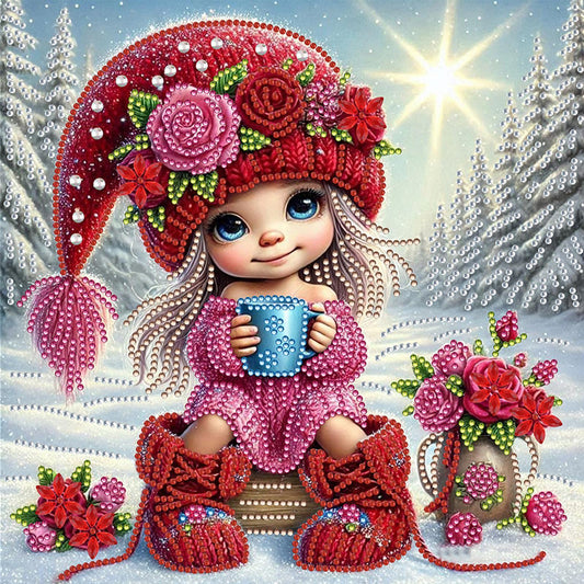 Little Girl In Snow Scene - Special Shaped Drill Diamond Painting 30*30CM