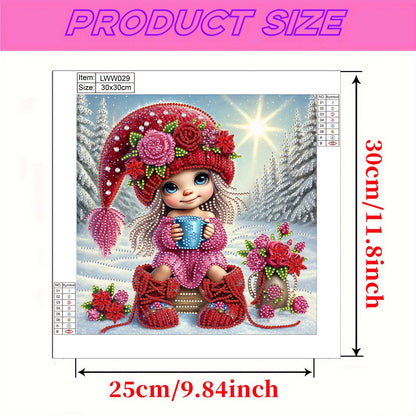 Little Girl In Snow Scene - Special Shaped Drill Diamond Painting 30*30CM