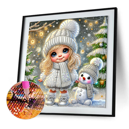Little Girl In Snow Scene - Special Shaped Drill Diamond Painting 30*30CM