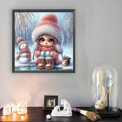 Little Girl In Snow Scene - Special Shaped Drill Diamond Painting 30*30CM