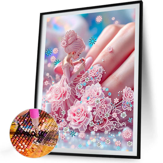 Flower Fairy Beauty - Special Shaped Drill Diamond Painting 30*40CM